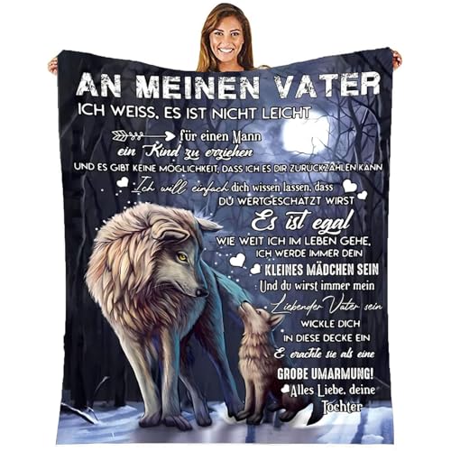 ACCZ Kuscheldecke Flauschige Personalisierte Decke Geschenke An Meine Papa, Tochter für Vater Luftpost Positiv Ermutigen Decke(deutsch), Super Weiche Decke Flanell,150 * 220cm von ACCZ