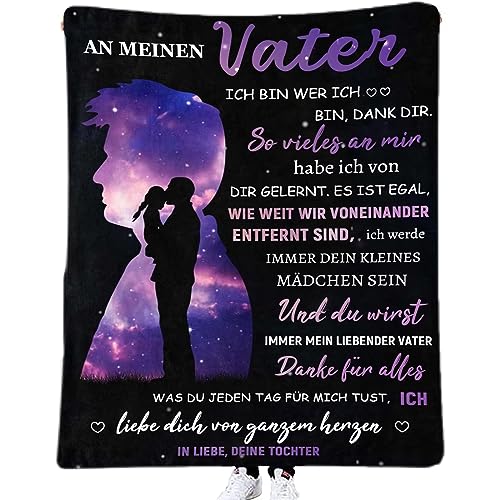 ACCZ Kuscheldecke Flauschige Personalisierte Decke Geschenke An Meine Papa, Tochter für Vater Luftpost Positiv Ermutigen Decke(deutsch), Super Weiche Decke Flanell,150 * 220cm von ACCZ