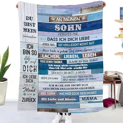 ACCZ Kuscheldecke Flauschige Personalisierte Decke Geschenke An Meine Sohn, Mutter für Sohn Luftpost Positiv Ermutigen Decke(deutsch), Super Weiche Decke Flanell von ACCZ