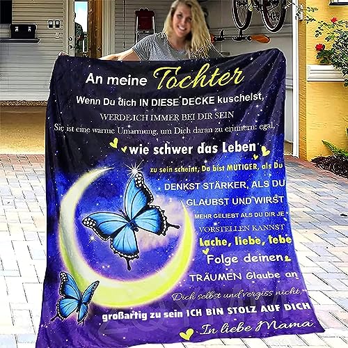 ACCZ Kuscheldecke Flauschige Personalisierte Decke Geschenke An Meine Tochter, Mutter für Tochter Luftpost Positiv Ermutigen Decke(deutsch), Super Weiche Decke 150 * 220CM von ACCZ