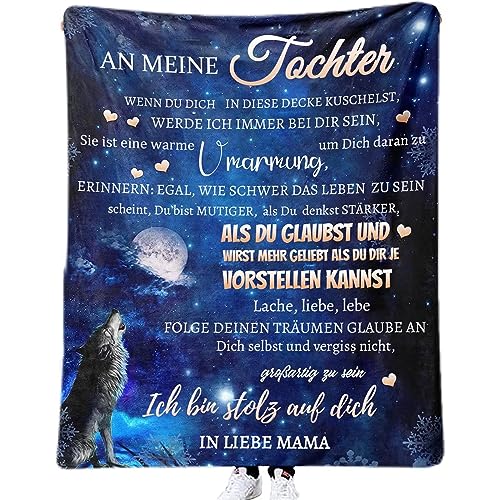 ACCZ Kuscheldecke Flauschige Personalisierte Decke Geschenke An Meine Tochter, Mutter für Tochter Luftpost Positiv Ermutigen Decke(deutsch), Super Weiche Decke 150 * 220CM von ACCZ