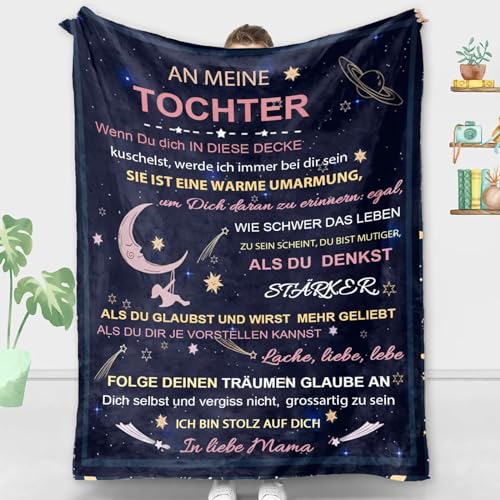 ACCZ Kuscheldecke Flauschige Personalisierte Decke Geschenke An Meine Tochter, Mutter für Tochter Luftpost Positiv Ermutigen Decke(deutsch), Super Weiche Decke Flanell, 130 * 150 cm von ACCZ