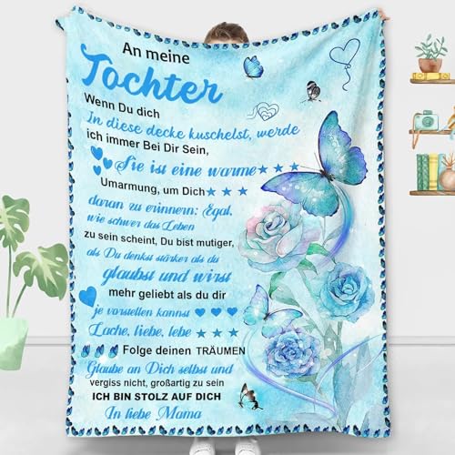 ACCZ Kuscheldecke Flauschige Personalisierte Decke Geschenke An Meine Tochter, Mutter für Tochter Luftpost Positiv Ermutigen Decke(deutsch), Super Weiche Decke Flanell, 150 * 200 cm von ACCZ