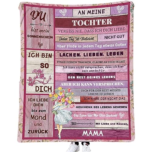 ACCZ Kuscheldecke Flauschige Personalisierte Decke Geschenke An Meine Tochter, Mutter für Töchter Luftpost Positiv Ermutigen Decke(deutsch), Super Weiche Decke Flanell von ACCZ