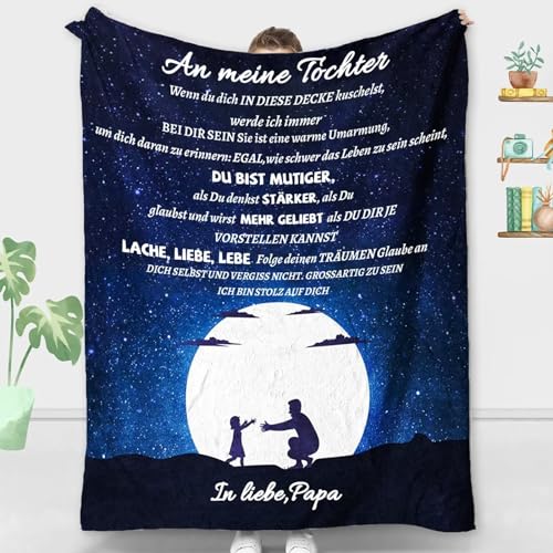 ACCZ Kuscheldecke Flauschige Personalisierte Decke Geschenke An Meine Tochter, Vater für Tochter Luftpost Positiv Ermutigen Decke(deutsch), Super Weiche Decke Flanell von ACCZ