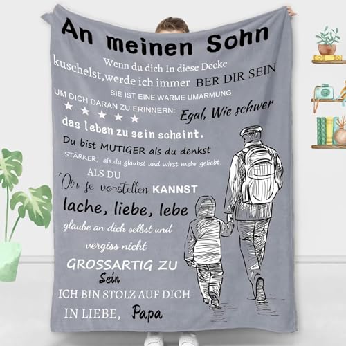 ACCZ Kuscheldecke Flauschige Personalisierte Decke Geschenke An Meinen Sohn, Papa für Sohn Luftpost Positiv Ermutigen Decke(deutsch), Super Weiche Decke 150 * 220 von ACCZ