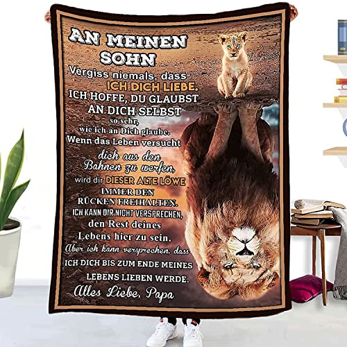 ACCZ Kuscheldecke Flauschige Personalisierte Decke Geschenke An Meinen Sohn, Papa für Sohn Luftpost Positiv Ermutigen Decke(deutsch), Super Weiche Decke 150 * 220 von ACCZ