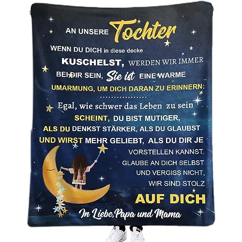 ACCZ Kuscheldecke Flauschige Personalisierte Decke Geschenke An Unsere Tochter von Eltern, Mama Und Papa für Tochter Luftpost Positiv Ermutigen Decke(deutsch), Super Weiche Flanell Decke 130 * 150CM von ACCZ