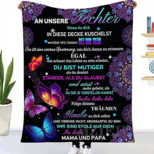 ACCZ Kuscheldecke Flauschige Personalisierte Decke Geschenke An Unsere Tochter von Eltern, Mama Und Papa für Tochter Luftpost Positiv Ermutigen Decke(deutsch), Super Weiche Flanell Decke 130 * 150CM von ACCZ