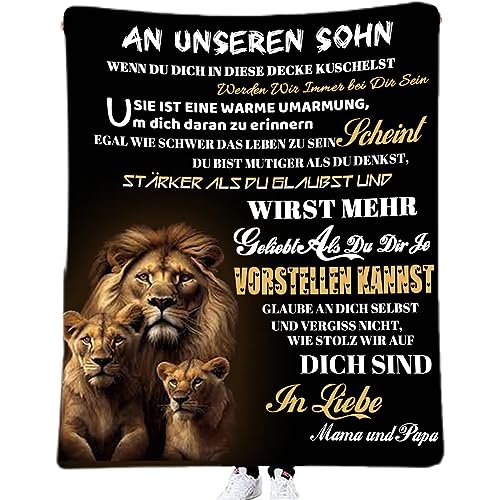 ACCZ Kuscheldecke Flauschige Personalisierte Decke Geschenke An Unseren Sohn von Eltern, Mama Und Papa für Sohn Luftpost Positiv Ermutigen Decke(deutsch), Super Weiche Flanell Decke 130 * 150CM von ACCZ