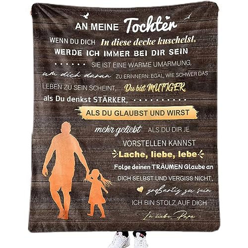 ACCZ Kuscheldecke Flauschige Personalisierte Decke Geschenke Papa An Meine Tochter, Vater für Töchter Luftpost Positiv Ermutigen Decke(deutsch), Super Weiche Decke Flanell, 150x200cm von ACCZ