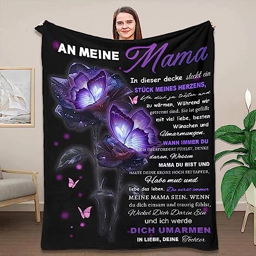 ACCZ Kuscheldecke Flauschige Personalisierte Decke Geschenke An Meine Mama, Tochter für Mutter Luftpost Positiv Ermutigen Decke(deutsch), Super Weiche Decke Flanell, 150 * 200 cm von ACCZ