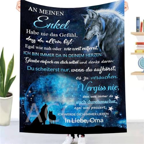 ACCZ Kuscheldecke Personalisierte Decke An Meine Enkel,Oma für Enkel Luftpost Positiv Ermutigen Briefdecke,Super Weiche Decke Flanell,für Tagesdecke Wohnzimmerdecke Tv-Decken Geschenk von ACCZ