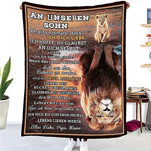 ACCZ Kuscheldecke für Sohn von Eltern,Personalisierte Decke Geschenk,Witziges Brief Gedruckt Decken Geschenke,An unsere Sohn für Weihnachten Geburtstag Graduierung Decke Geschenk von ACCZ