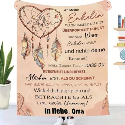 ACCZ Personalisierte Decke Geschenke für Enkelin von Oma, Kuscheldecke An Meine Enkelin von Oma, Super Weiche Decke Flanell Mikrofaser Quilts Sofa,Geburtstag,Weihnachten von ACCZ