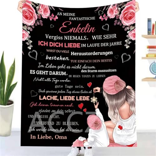 ACCZ Personalisierte Decke Geschenke für Enkelin von Oma, Kuscheldecke An Meine Enkelin von Oma, Super Weiche Decke Flanell Mikrofaser Quilts Sofa,Geburtstag,Weihnachten von ACCZ