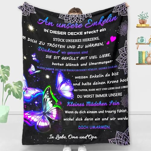 ACCZ Personalisierte Decke für Enkelin von Oma und Opa, Kuscheldecke Flauschige Geschenke An Unsere Enkelin, Geburtstagsgeschenk für Enkelin, Mädchen Geburtstags Abschluss-Geschenke ACCZ Personalisierte Decke für Enkelin von Oma und Opa, Kuscheldecke Flauschige Geschenke An Unsere Enkelin, Geburtstagsgeschenk für Enkelin, Mädchen Geburtstags Abschluss-Geschenke von ACCZ