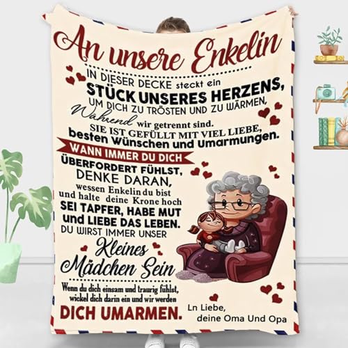 ACCZ Personalisierte Decke für Enkelin von Oma und Opa, Kuscheldecke Flauschige Geschenke An Unsere Enkelin, Geburtstagsgeschenk für Enkelin, Mädchen Geburtstags Abschluss-Geschenke von ACCZ