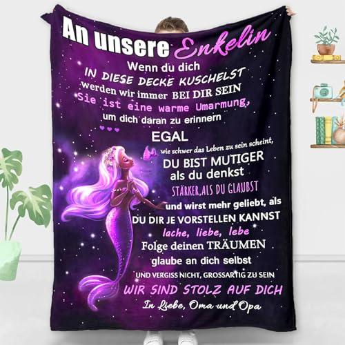 ACCZ Personalisierte Decke für Enkelin von Oma und Opa, Kuscheldecke Flauschige Geschenke An Unsere Enkelin, Geburtstagsgeschenk für Enkelin, Mädchen Geburtstags Abschluss-Geschenke von ACCZ