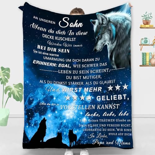 ACCZ Personalisierte Decke für Sohn von Mama und Papa, Kuscheldecke Flauschige Geschenke, Geburtstagsgeschenk für Junge, Abschluss-Geschenke ACCZ Personalisierte Decke für Sohn von Mama und Papa, Kuscheldecke Flauschige Geschenke, Geburtstagsgeschenk für Junge, Abschluss-Geschenke von ACCZ