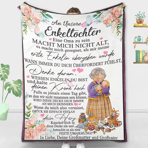 ACCZ Personalisierte Geschenke Decke An unsere Enkelin von Großeltern, Deutsche Oma und Opa für Enkelin Briefdecke, Witziges Geburtstagsgeschenk für Meine Enkelin, 18 Geburtstag Mädchen ACCZ Personalisierte Geschenke Decke An unsere Enkelin von Großeltern, Deutsche Oma und Opa für Enkelin Briefdecke, Witziges Geburtstagsgeschenk für Meine Enkelin, 18 Geburtstag Mädchen von ACCZ
