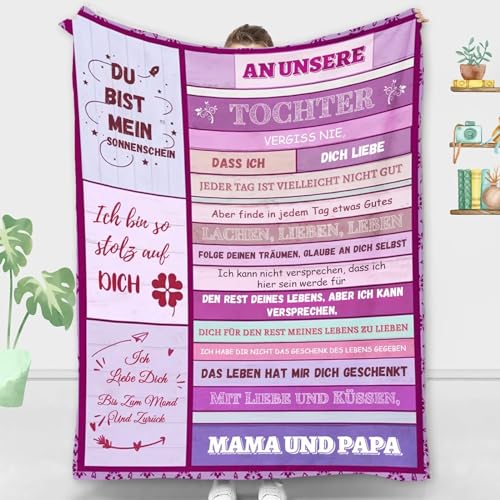 ACCZ Personalisierte Geschenke Decke An unsere Tochter von Eltern, Deutsche Mama und Papa für Tochter Briefdecke, Witziges Geburtstagsgeschenk für Meine Tochter, 18 Geburtstag Mädchen ACCZ Personalisierte Geschenke Decke An unsere Tochter von Eltern, Deutsche Mama und Papa für Tochter Briefdecke, Witziges Geburtstagsgeschenk für Meine Tochter, 18 Geburtstag Mädchen von ACCZ