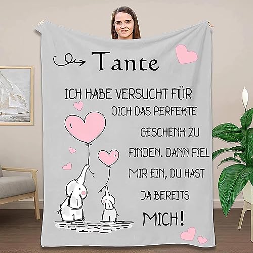 Geschenk für Tante, Personalisierte Decke Tante Geschenk von Nichte Neffe, Kuscheldecke Geburtstagsgeschenk für Tante, Geschenk Tante Geburtstag, Geburtstag Weihnachten Danksagungsgeschenk für Tante von ACCZ