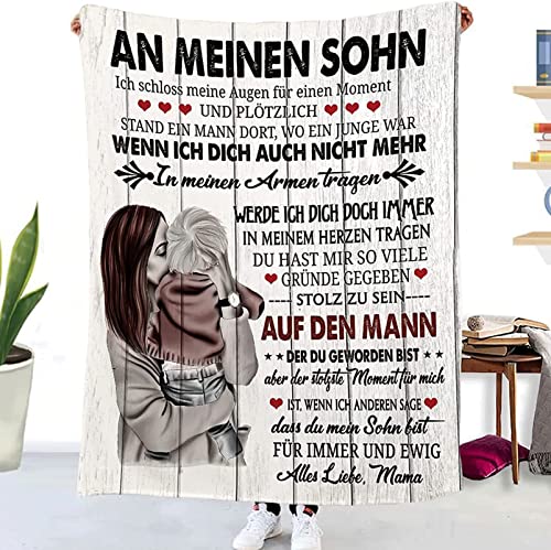 ACCZ Kuscheldecke Flauschige Personalisierte Decke Geschenke An Meine Sohn, Mutter für Sohn Luftpost Positiv Ermutigen Decke(deutsch), Super Weiche Decke Flanell von ACCZ