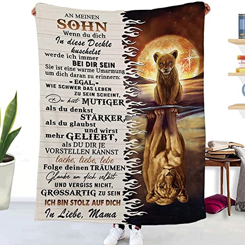 ACCZ Kuscheldecke Flauschige Personalisierte Decke Geschenke An Meine Sohn, Mutter für Sohn Luftpost Positiv Ermutigen Decke(deutsch), Super Weiche Decke Flanell von ACCZ