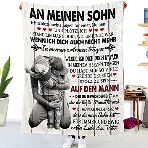 ACCZ Kuscheldecke Flauschige Personalisierte Decke Geschenke An Meinen Sohn, Vater für Sohn Luftpost Positiv Ermutigen Decke(deutsch), Super Weiche Decke Flanell, 150 * 200 cm von ACCZ