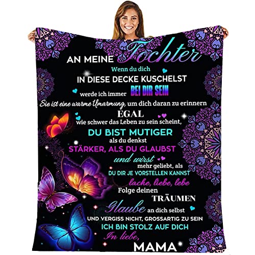 ACCZ Kuscheldecke Flauschige Personalisierte Decke Geschenke An Meine Tochter, Mutter für Töchter Luftpost Positiv Ermutigen Decke(deutsch), Super Weiche Decke Flanell von ACCZ