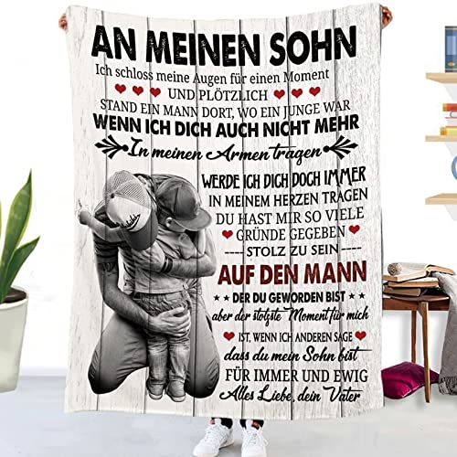 ACCZ Kuscheldecke Flauschige Personalisierte Decke Geschenke An Meinen Sohn, Papa für Sohn Luftpost Positiv Ermutigen Decke(deutsch), Super Weiche Decke 150 * 220 von ACCZ