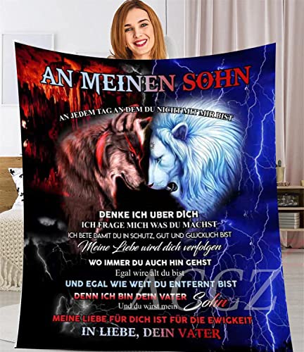 ACCZ Kuscheldecke Flauschige Personalisierte Decke Geschenke Papa An Meine Sohn,An Meine Sohn Decke Von Papa,Super Weiche Decke für Couch Bett,TV-Decke Geburtstag,Weihnachten von ACCZ