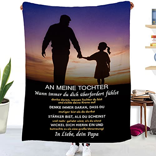 Kuscheldecke Flauschige Personalisierte Decke Geschenke Papa An Meine Tochter, Vater für Töchter Luftpost Positiv Ermutigen Decke(deutsch), Super Weiche Decke Flanell, 150x200cm von ACCZ