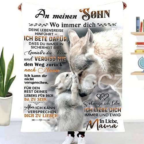 ACCZ Kuscheldecke Personalisierte Decke An Meine Sohn Von Mama,Eltern für Sohn Deutsche Nachricht Briefdecke Positiv Ermutigen Wohndecke für Couch Bett Tv-Decken Geschenk von ACCZ