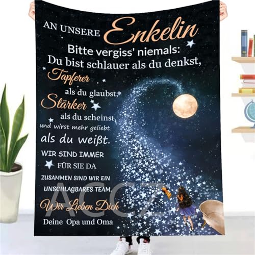 Kuscheldecke Personalisierte Decke An Unsere Enkelin von Opa und Oma,Geschenke an Meine Enkelin Flauschige Weich Plüsch Decke Flanell sofadecke Mikrofaser Wohndecke Warme Couch Decken von ACCZ