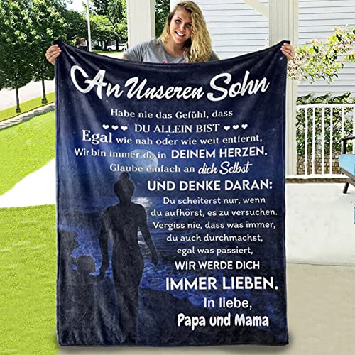 Personalisierte Decke Geschenk An Unseren Sohn von Eltern,Flauschige Super Weiche Sohn Decke Von Mama und Papa,Geschenke Für Weihnachten Geburtstag Geburtstag Graduierung von ACCZ