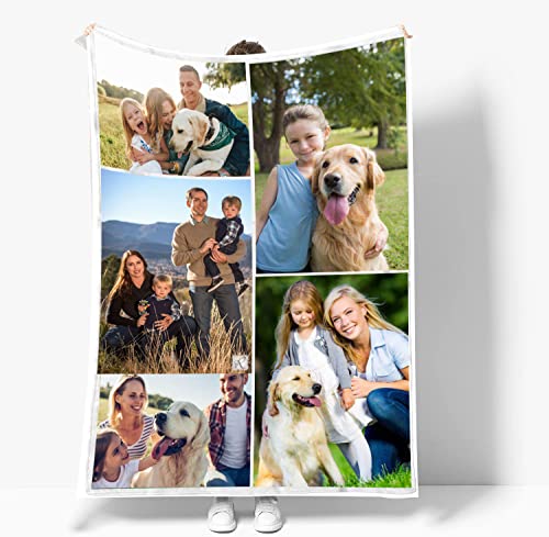 Personalisierte Decke Mit Foto,Fotodecke Mit Eigenem Foto,Geburtstags-Souvenir-Geschenke Personalisierte Decke für Freunde Familie Geburtstag Weihnachten (5 Foto) von ACCZ