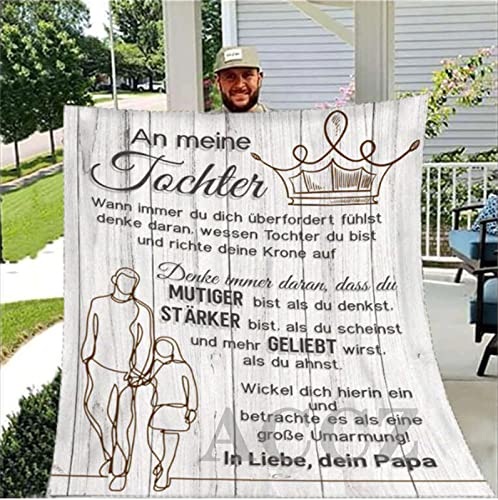 ACCZ Personalisierte Kuscheldecke An Meine Tochter von Papa,Decke vom Vater an die Tochter Positiv Ermutigen Flauschige Wohndecke für Couch Bett (Papa zu Tochter,150x200cm) von ACCZ