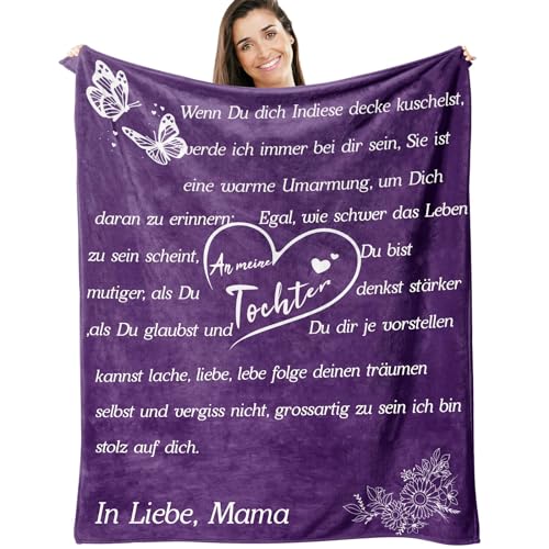 Tochter Geschenke von Mama, Kuscheldecke für Meine Tochter, An Meine Tochter Decke von Mama, Decken Geschenke mit Spruch Deutsch für Weihnachten Geschenke zum Schulabschluss,18 Geburtstag Mädchen von ACCZ