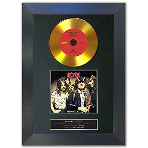 ACDC Highway to Hell Gold Disc Album CD signiert Autogramm Montiert Repro A4 #150 von ACDC