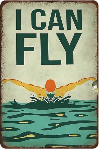 ACDOET Rustikales Retro-Metall-Blechschild, Schwimmer-Poster, "I Can Fly", Vintage-Metall-Wanddekoration für Zuhause, Straße, Tor, Bars, Restaurants, Cafés, Geschäfte, Pubs, Geschenk, 20,3 x 30,5 cm ACDOET Rustikales Retro-Metall-Blechschild, Schwimmer-Poster, "I Can Fly", Vintage-Metall-Wanddekoration für Zuhause, Straße, Tor, Bars, Restaurants, Cafés, Geschäfte, Pubs, Geschenk, 20,3 x 30,5 cm von ACDOET