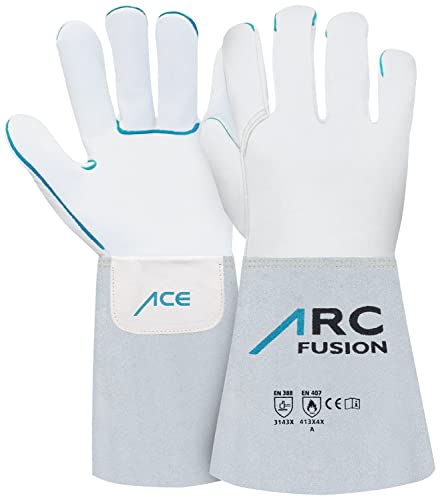 ACE ARC Fusion Schweißer-Arbeits-Handschuh - Schutz-Handschuhe aus Leder zum Schweißen - EN 388/12477-09/L (1er Pack) von ACE