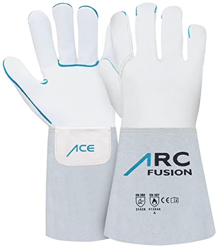 ACE ARC Fusion Schweißer-Arbeits-Handschuh - Schutz-Handschuhe aus Leder zum Schweißen - EN 388/12477-10/XL (1er Pack) von ACE