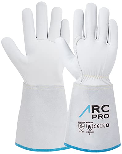 ACE ARC Pro Schweißer-Arbeits-Handschuh - Schutz-Handschuhe aus Leder zum Schweißen - EN 388/12477-08/M (1er Pack) von ACE