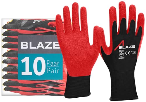 ACE Blaze Arbeits-Handschuh - 10 Paar bequeme, robuste Allround-Schutz-Handschuhe für die Arbeit - 07/S (10er Pack) von ACE