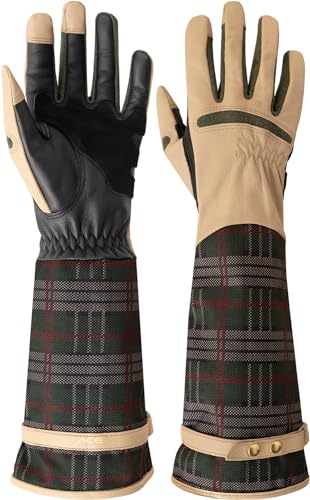 ACE Garden Glam Garten-Handschuh für Frauen - lange Damen-Handschuhe aus Ziegen-Leder - gegen Rosen-Dornen & Stacheln - XL von ACE