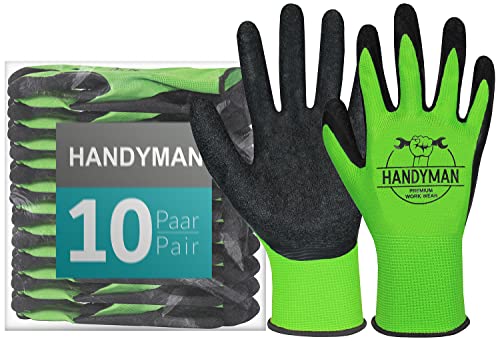 ACE Handyman Arbeits-Handschuh - 10 Paar bequeme, robuste Allround-Schutz-Handschuhe für die Arbeit - 07/S (10er Pack) von ACE