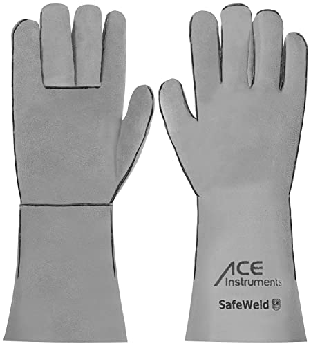ACE SafeWeld Schweißer-Arbeits-Handschuh - Schutz-Handschuhe aus Leder zum Schweißen - EN 388/12477-09/L (1er Pack) von ACE