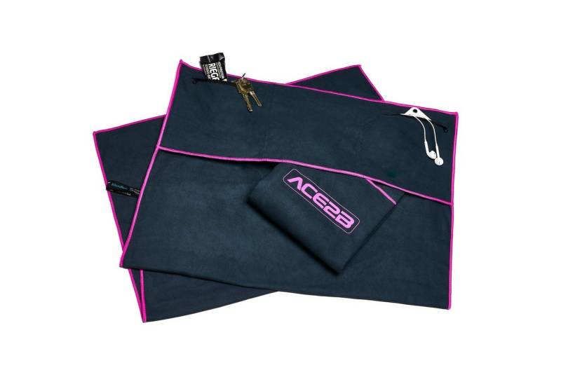 ACE2B Sporthandtuch ace2b Handtuch Mikrofaser Reißverschluss Taschen + Rutschfester Geräte, Mikrofaser, schnelltrocknend von ACE2B